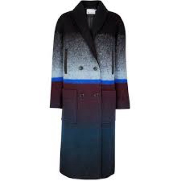 T By Alexander Wang Horizon Stripe Ombre Wool Car Coat Sz 0 - Picture 2 of 7